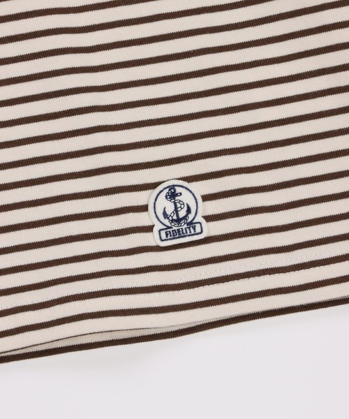 FIDELITY（フィデリティ）の「BORDER MOCK NECK / ボーダーシャツモックネック（Tシャツ/カットソー・メンズ・キナリ/カーキ/ネイビー/ベージュ・MEDIUM/LARGE）」の15枚目の写真