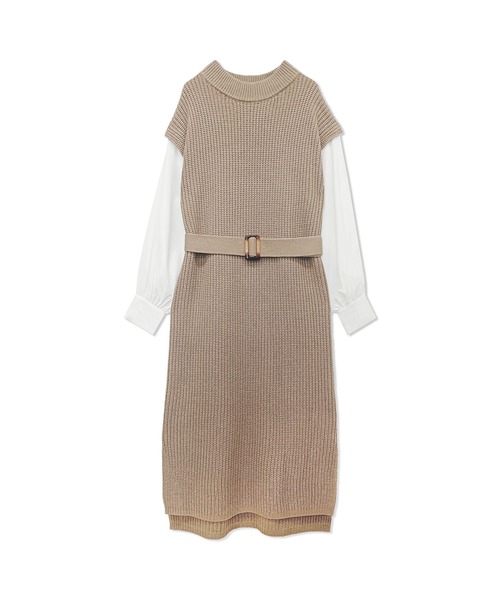 ANDGEEBEE（アンジービー）の「ブラウススリーブニットワンピ（ワンピース・レディース・ブラック/モカ・MEDIUM）」の17枚目の写真