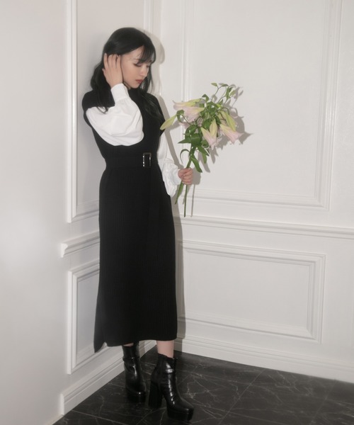 ANDGEEBEE（アンジービー）の「ブラウススリーブニットワンピ（ワンピース・レディース・ブラック/モカ・MEDIUM）」の13枚目の写真