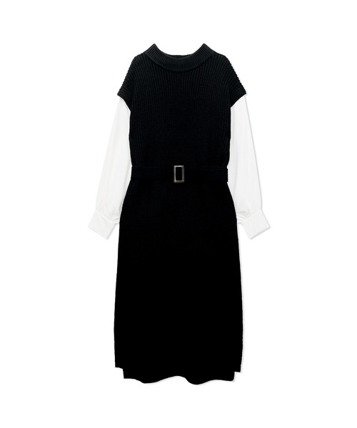 ANDGEEBEE（アンジービー）の「ブラウススリーブニットワンピ（ワンピース・レディース・ブラック/モカ・MEDIUM）」の7枚目の写真