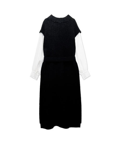 ANDGEEBEE（アンジービー）の「ブラウススリーブニットワンピ（ワンピース・レディース・ブラック/モカ・MEDIUM）」の6枚目の写真