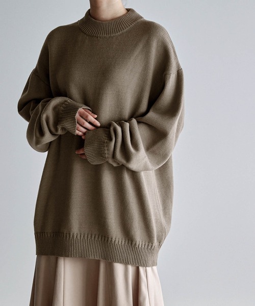 Like Us（ライクアス）の「【Like Us】モックネックダブルリブルーズプルオーバーニット（ニット/セーター・メンズ・ホワイト/ブラック/ベージュ/ブラウン/カーキ/イエロー/オレンジ/ダークグレー/グレイッシュベージュ/グレイッシュブルー・M/L/XL）」の12枚目の写真