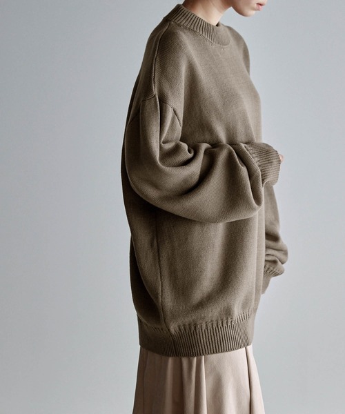 Like Us（ライクアス）の「【Like Us】モックネックダブルリブルーズプルオーバーニット（ニット/セーター・メンズ・ホワイト/ブラック/ベージュ/ブラウン/カーキ/イエロー/オレンジ/ダークグレー/グレイッシュベージュ/グレイッシュブルー・M/L/XL）」の13枚目の写真