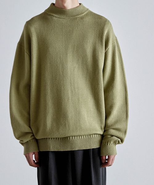 Like Us（ライクアス）の「【Like Us】モックネックダブルリブルーズプルオーバーニット（ニット/セーター・メンズ・ホワイト/ブラック/ベージュ/ブラウン/カーキ/イエロー/オレンジ/ダークグレー/グレイッシュベージュ/グレイッシュブルー・M/L/XL）」の22枚目の写真