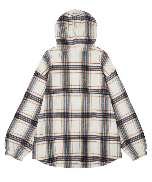 X-girl(エックスガール)の「SHAGGY PLAID HOODIE(パーカー・レディース・オフホワイト/チャコール・S/M)」の4枚目の写真