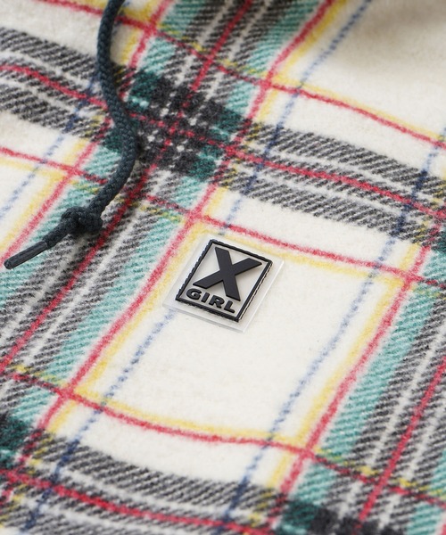 X-girl(エックスガール)の「SHAGGY PLAID HOODIE(パーカー・レディース・オフホワイト/チャコール・S/M)」の6枚目の写真