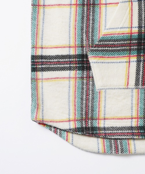 X-girl(エックスガール)の「SHAGGY PLAID HOODIE(パーカー・レディース・オフホワイト/チャコール・S/M)」の8枚目の写真