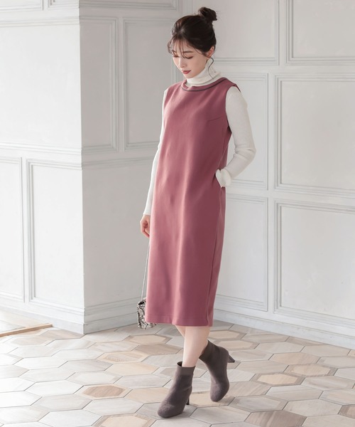 KOBE LETTUCE(コウベレタス)の「パイピングジャンスカワンピース(ジャンパースカート・レディース・ブラウン系その他/ブラック系/ブラック系その他/ピンク系・FREE)」の4枚目の写真