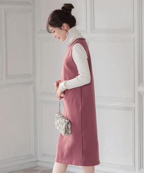 KOBE LETTUCE(コウベレタス)の「パイピングジャンスカワンピース(ジャンパースカート・レディース・ブラウン系その他/ブラック系/ブラック系その他/ピンク系・FREE)」の7枚目の写真