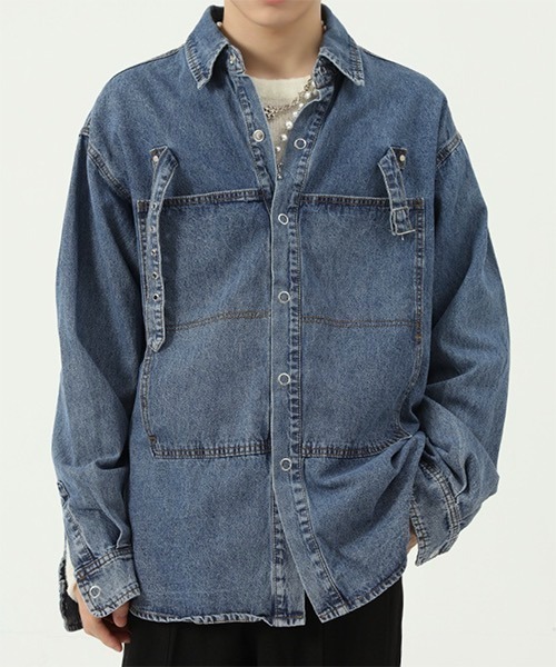 WESTBOY(ウエストボーイ)の「【WB ORIGINALS】Belted Denim Shirt WO21W4TP18(シャツ/ブラウス・メンズ・ブルー・M/L/XL)」の2枚目の写真