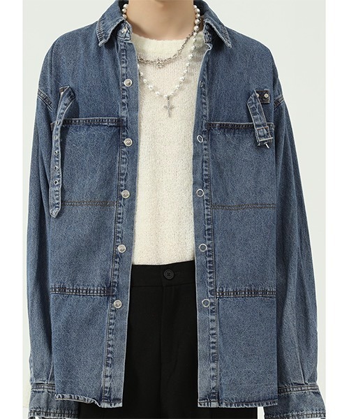 WESTBOY(ウエストボーイ)の「【WB ORIGINALS】Belted Denim Shirt WO21W4TP18(シャツ/ブラウス・メンズ・ブルー・M/L/XL)」の6枚目の写真