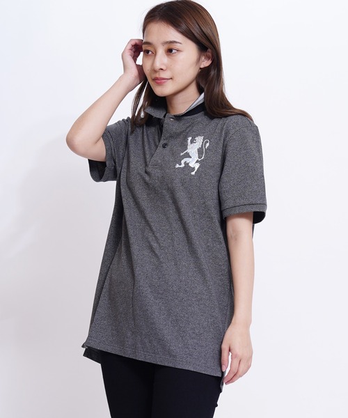GIORDANO（ジョルダーノ）の「[GIORDANO] ビッグライオン半袖ポロシャツ (ユニセックス)（ポロシャツ・レディース・ホワイト/ブラック/ネイビー/レッド/オリーブ/サックスブルー/ブルー/グリーン/杢グレー/グリーン系その他/ブルー系その他/ライトイエロー/ライトピンク/オレンジ系その他・SMALL/MEDIUM/LARGE/X-LARGE/XX-LARGE）」の3枚目の写真