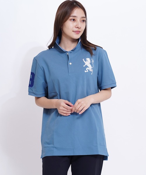 GIORDANO（ジョルダーノ）の「[GIORDANO] ビッグライオン半袖ポロシャツ (ユニセックス)（ポロシャツ・レディース・ホワイト/ブラック/ネイビー/レッド/オリーブ/サックスブルー/ブルー/グリーン/杢グレー/グリーン系その他/ブルー系その他/ライトイエロー/ライトピンク/オレンジ系その他・SMALL/MEDIUM/LARGE/X-LARGE/XX-LARGE）」の8枚目の写真