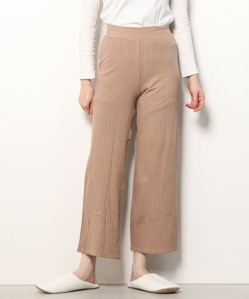 HANES（ヘインズ）の「Hanes/ヘインズ レディース ルームウェア ルームパンツ パジャマ 女性 ボトムス リブパンツ 無地（ルームウェア/パジャマ・レディース・ブラウン/グレー/ベージュ・LARGE/MEDIUM）」の2枚目の写真