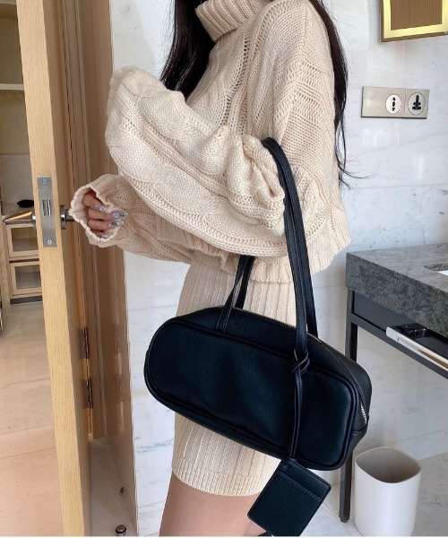 SONA（ソナ）の「SONYUNARA [SET]ケーブル編みタートルネックニット+ミニスカートセットアップ（ワンピース・レディース・グレー/ベージュ・FREE）」の16枚目の写真