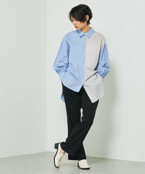 Lui's（ルイス）の「クロスベルトフレアパンツ（スラックス・レディース・ブラック/ブルー/ライトグリーン・FREE）」の8枚目の写真