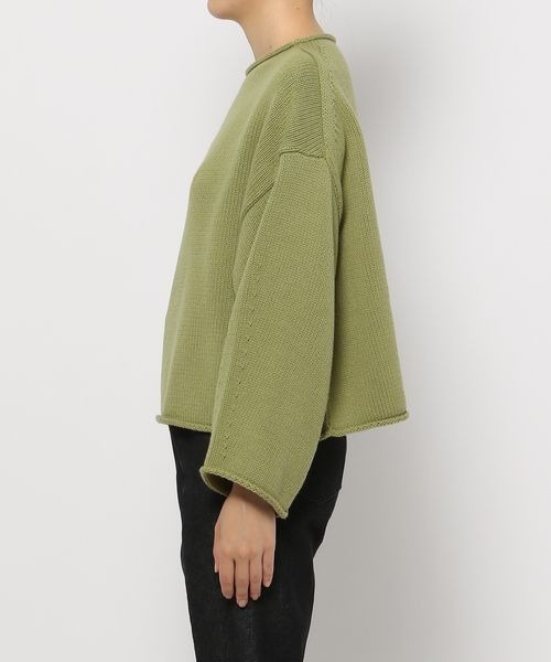 LOWRYS FARM（ローリーズファーム）の「クロップドクルンニットＬＳ　263039（ニット/セーター・レディース・オフホワイト/ブラック/グリーン/ピンク・FREE）」の11枚目の写真