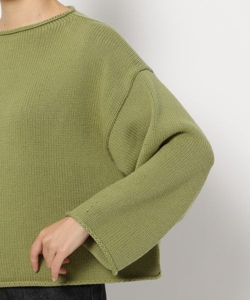 LOWRYS FARM（ローリーズファーム）の「クロップドクルンニットＬＳ　263039（ニット/セーター・レディース・オフホワイト/ブラック/グリーン/ピンク・FREE）」の14枚目の写真