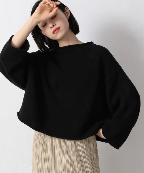 LOWRYS FARM（ローリーズファーム）の「クロップドクルンニットＬＳ　263039（ニット/セーター・レディース・オフホワイト/ブラック/グリーン/ピンク・FREE）」の20枚目の写真