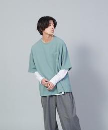 【UNIIT/ユニット】フクレジャガードリアルレイヤードルーズTシャツ 7分袖ポケットTシャツ 天竺ロンT セットアップ