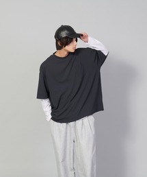 【UNIIT/ユニット】フクレジャガードリアルレイヤードルーズTシャツ 7分袖ポケットTシャツ 天竺ロンT セットアップ