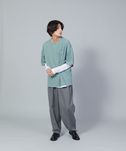 UNIIT(ユニット)の「【UNIIT/ユニット】フクレジャガードリアルレイヤードルーズTシャツ 7分袖ポケットTシャツ 天竺ロンT セットアップ(Tシャツ/カットソー・メンズ・グリーン/ベージュ/ブラック・SMALL/MEDIUM/LARGE)」の12枚目の写真