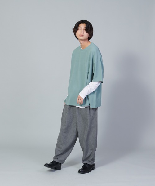 UNIIT(ユニット)の「【UNIIT/ユニット】フクレジャガードリアルレイヤードルーズTシャツ 7分袖ポケットTシャツ 天竺ロンT セットアップ(Tシャツ/カットソー・メンズ・グリーン/ベージュ/ブラック・SMALL/MEDIUM/LARGE)」の11枚目の写真