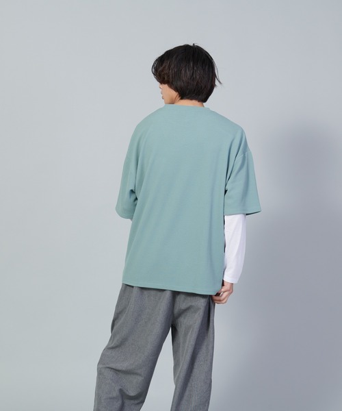 UNIIT(ユニット)の「【UNIIT/ユニット】フクレジャガードリアルレイヤードルーズTシャツ 7分袖ポケットTシャツ 天竺ロンT セットアップ(Tシャツ/カットソー・メンズ・グリーン/ベージュ/ブラック・SMALL/MEDIUM/LARGE)」の5枚目の写真