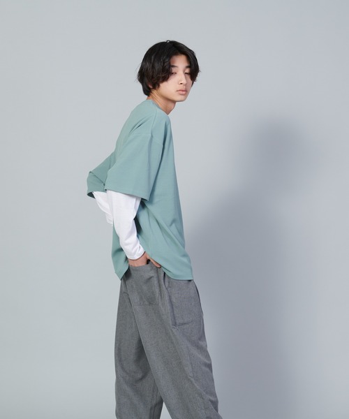 UNIIT(ユニット)の「【UNIIT/ユニット】フクレジャガードリアルレイヤードルーズTシャツ 7分袖ポケットTシャツ 天竺ロンT セットアップ(Tシャツ/カットソー・メンズ・グリーン/ベージュ/ブラック・SMALL/MEDIUM/LARGE)」の4枚目の写真