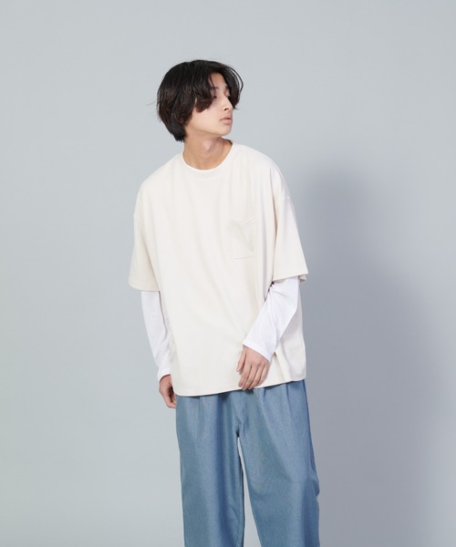 UNIIT(ユニット)の「【UNIIT/ユニット】フクレジャガードリアルレイヤードルーズTシャツ 7分袖ポケットTシャツ 天竺ロンT セットアップ(Tシャツ/カットソー・メンズ・グリーン/ベージュ/ブラック・SMALL/MEDIUM/LARGE)」の16枚目の写真