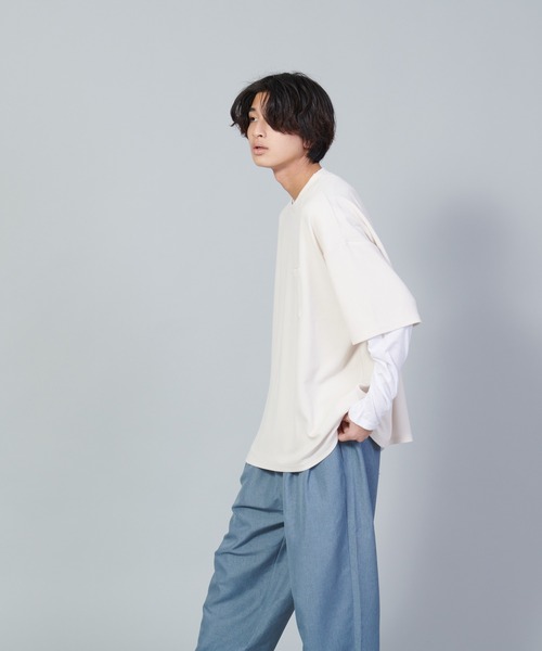 UNIIT(ユニット)の「【UNIIT/ユニット】フクレジャガードリアルレイヤードルーズTシャツ 7分袖ポケットTシャツ 天竺ロンT セットアップ(Tシャツ/カットソー・メンズ・グリーン/ベージュ/ブラック・SMALL/MEDIUM/LARGE)」の15枚目の写真