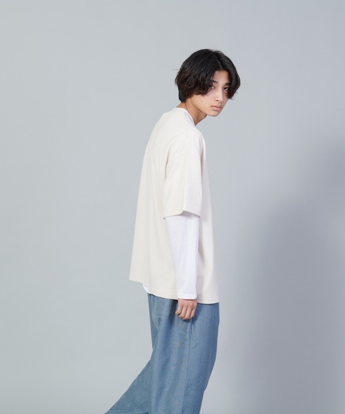UNIIT(ユニット)の「【UNIIT/ユニット】フクレジャガードリアルレイヤードルーズTシャツ 7分袖ポケットTシャツ 天竺ロンT セットアップ(Tシャツ/カットソー・メンズ・グリーン/ベージュ/ブラック・SMALL/MEDIUM/LARGE)」の13枚目の写真