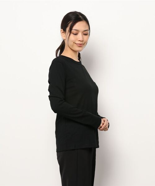 PETIT BATEAU（プチバトー）の「クルーネック長袖Ｔシャツ（Tシャツ/カットソー・レディース・ブラック・X-SMALL/X-LARGE/XX-SMALL/SMALL/MEDIUM/LARGE）」の2枚目の写真
