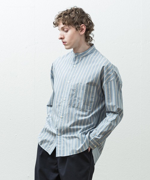 SLICK(スリック)の「ヴィンテージストライプバンドカラードロップショルダーシャツ(シャツ/ブラウス・メンズ・ブラウン/サックスブルー・1/2)」の11枚目の写真