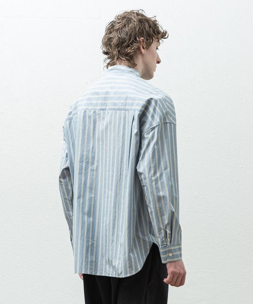 SLICK(スリック)の「ヴィンテージストライプバンドカラードロップショルダーシャツ(シャツ/ブラウス・メンズ・ブラウン/サックスブルー・1/2)」の12枚目の写真