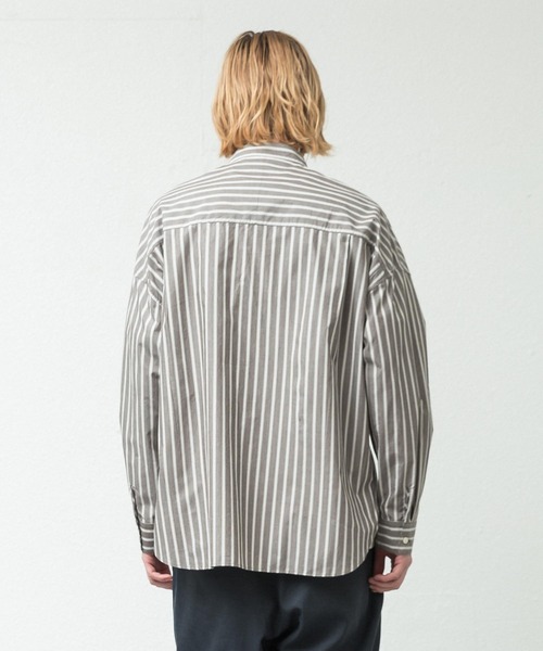 SLICK(スリック)の「ヴィンテージストライプバンドカラードロップショルダーシャツ(シャツ/ブラウス・メンズ・ブラウン/サックスブルー・1/2)」の5枚目の写真
