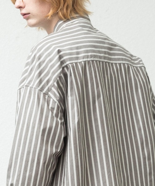 SLICK(スリック)の「ヴィンテージストライプバンドカラードロップショルダーシャツ(シャツ/ブラウス・メンズ・ブラウン/サックスブルー・1/2)」の7枚目の写真