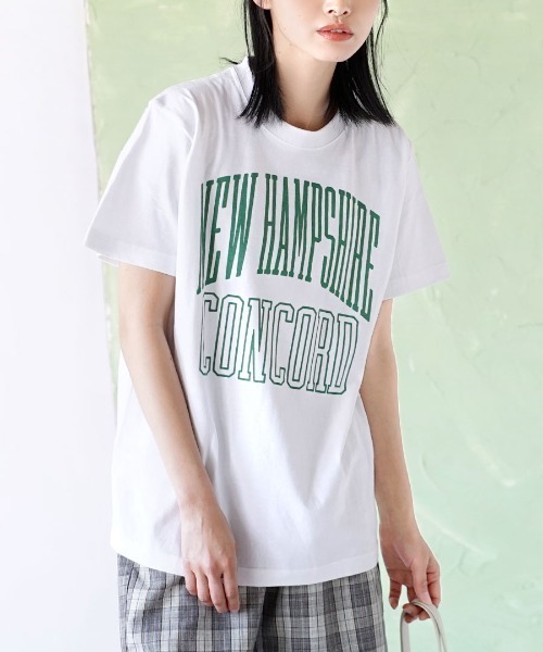 e-zakkamania stores(イーザッカマニアストアーズ)の「セレクトプリント Tシャツ(Tシャツ/カットソー・レディース・ホワイト系その他2/ネイビー×ホワイト/ホワイト×グリーン/ブラック/ホワイト×レッド/ネイビー/ベージュ系その他/ホワイト×パープル/ホワイト系その他/ホワイト/ホワイト系その他4/ベージュ/ホワイト系その他3/チャコール/ホワイト×ネイビー/グレー系その他/ホワイト系その他6/ホワイト×ブルー/ホワイト系その他5/ブルー系その他/グレー系その他2/ブラック系その他/ブラック系その他2/ホワイト系その他7/グレー系/ホワイト系/ブラウン系/ブラウン系1・S/M)」の4枚目の写真