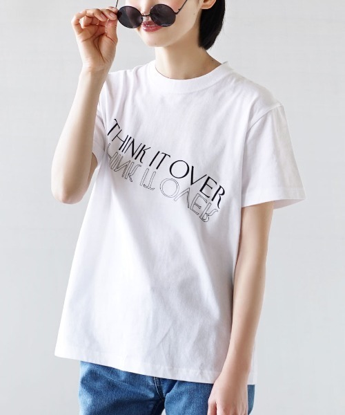 e-zakkamania stores(イーザッカマニアストアーズ)の「セレクトプリント Tシャツ(Tシャツ/カットソー・レディース・ホワイト系その他2/ネイビー×ホワイト/ホワイト×グリーン/ブラック/ホワイト×レッド/ネイビー/ベージュ系その他/ホワイト×パープル/ホワイト系その他/ホワイト/ホワイト系その他4/ベージュ/ホワイト系その他3/チャコール/ホワイト×ネイビー/グレー系その他/ホワイト系その他6/ホワイト×ブルー/ホワイト系その他5/ブルー系その他/グレー系その他2/ブラック系その他/ブラック系その他2/ホワイト系その他7/グレー系/ホワイト系/ブラウン系/ブラウン系1・S/M)」の9枚目の写真