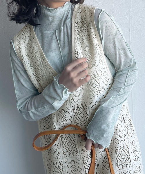 w closet（ダブルクローゼット）の「レースパイピングVネックワンピース（ワンピース・レディース・グリーン/キナリ/ブラック/ブラウン・FREE）」の20枚目の写真