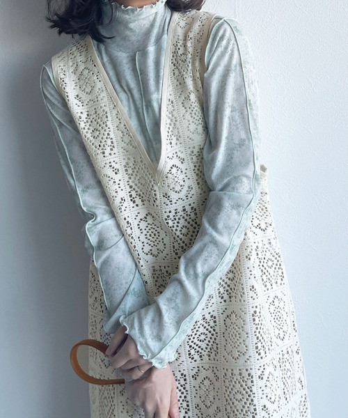 w closet（ダブルクローゼット）の「レースパイピングVネックワンピース（ワンピース・レディース・グリーン/キナリ/ブラック/ブラウン・FREE）」の12枚目の写真