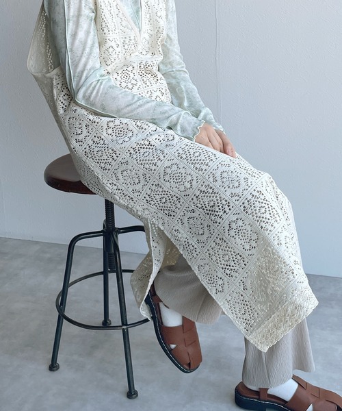 w closet（ダブルクローゼット）の「レースパイピングVネックワンピース（ワンピース・レディース・グリーン/キナリ/ブラック/ブラウン・FREE）」の18枚目の写真