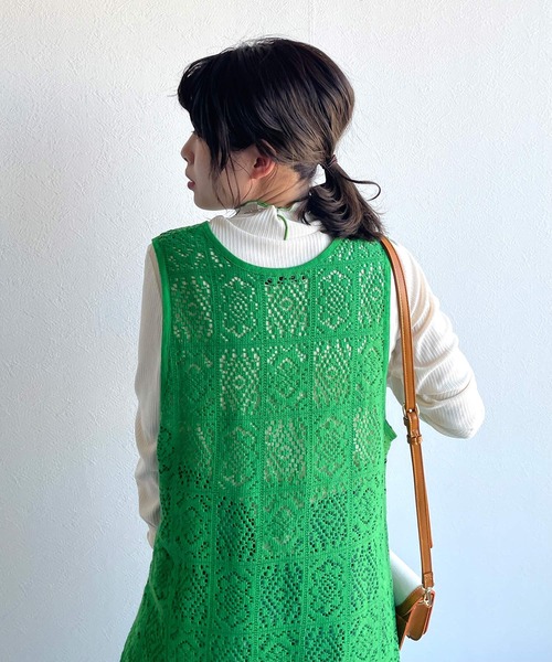 w closet（ダブルクローゼット）の「レースパイピングVネックワンピース（ワンピース・レディース・グリーン/キナリ/ブラック/ブラウン・FREE）」の13枚目の写真