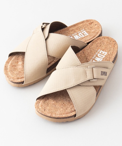 EDWIN（エドウィン）の「【EDWIN/エドウィン】リップストップ　クロスベルトサンダル　ワンポイントブランドロゴ（サンダル・メンズ・ブラック/カーキ/ベージュ/マスタード・25cm/27cm/28cm/26cm）」の3枚目の写真
