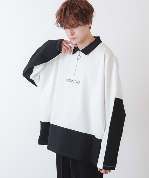 WEGO(ウィゴー)の「WEGO/バイカラーハーフZIPプルオーバー(スウェット・メンズ・ホワイト/ベージュ・MEDIUM/LARGE)」の2枚目の写真