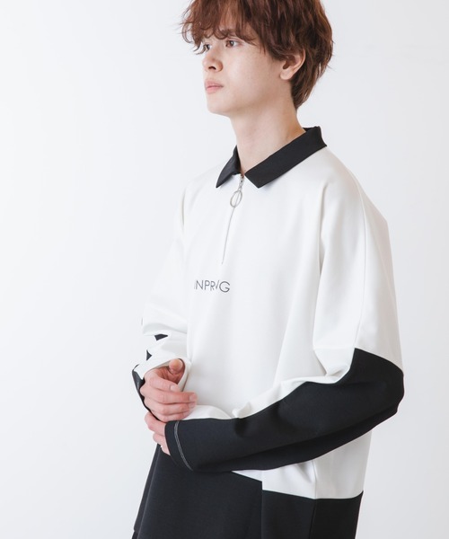 WEGO(ウィゴー)の「WEGO/バイカラーハーフZIPプルオーバー(スウェット・メンズ・ホワイト/ベージュ・MEDIUM/LARGE)」の11枚目の写真