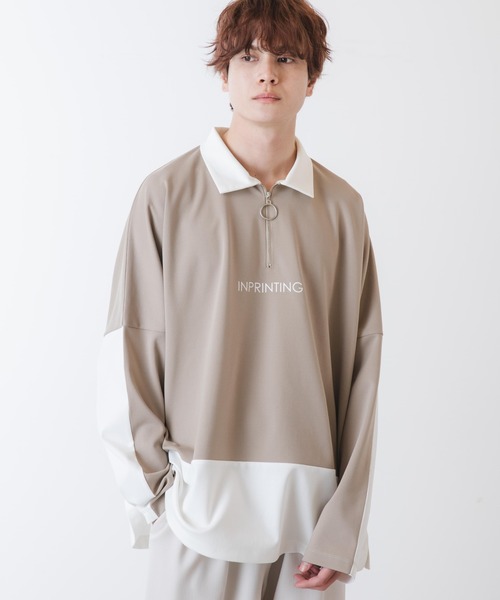 WEGO(ウィゴー)の「WEGO/バイカラーハーフZIPプルオーバー(スウェット・メンズ・ホワイト/ベージュ・MEDIUM/LARGE)」の6枚目の写真