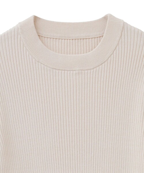 CLANE◆ニット・セーター(薄手)/1/コットン/BEG/12106-2102/ハイネックリブニットトップス CLANE（クラネ）の「【CLANE/クラネ】H/N RIB KNIT TOPS