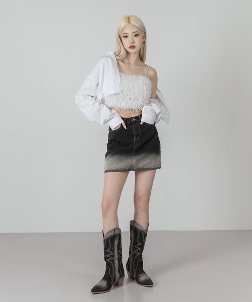 FOLLOWIN（フォロウィン）の「ポイントデニムジーンズウエスタンブーツ（スニーカー・レディース・ブラック/ブルー・23cm/24cm/25cm）」の19枚目の写真