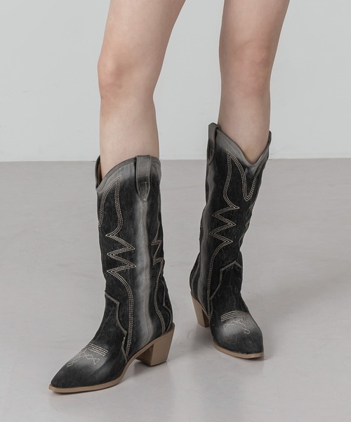 FOLLOWIN（フォロウィン）の「ポイントデニムジーンズウエスタンブーツ（スニーカー・レディース・ブラック/ブルー・23cm/24cm/25cm）」の13枚目の写真